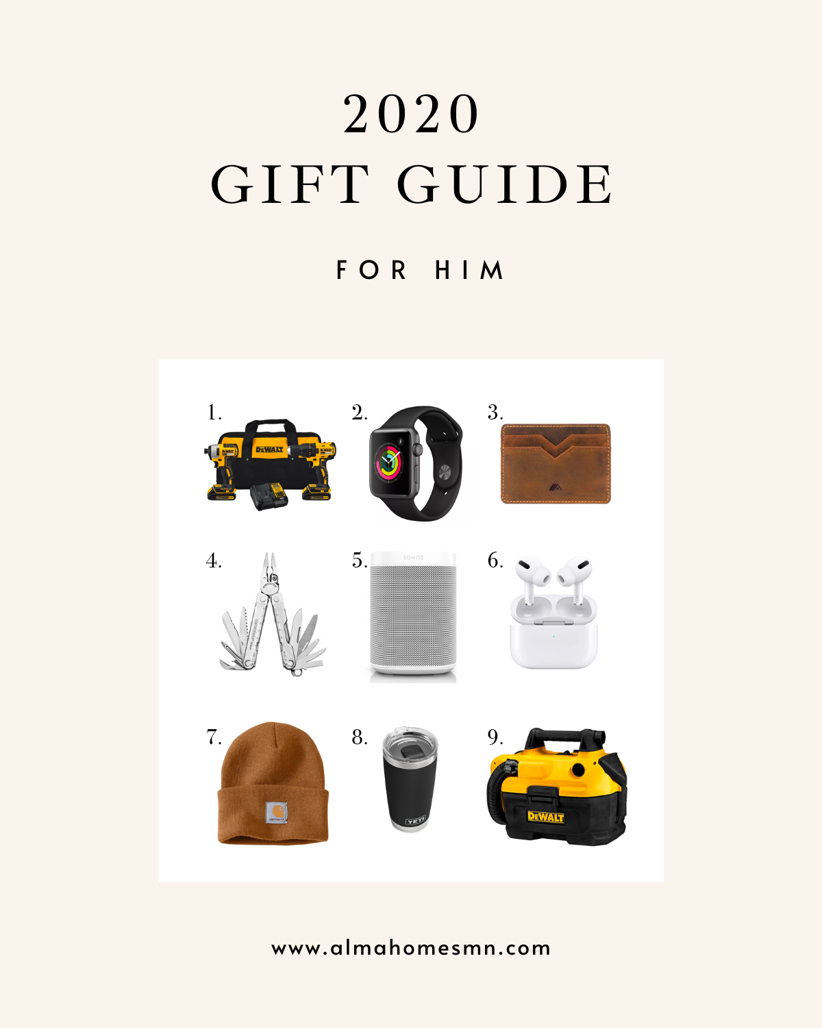Alma Homes 2020 Gift Guide for Him